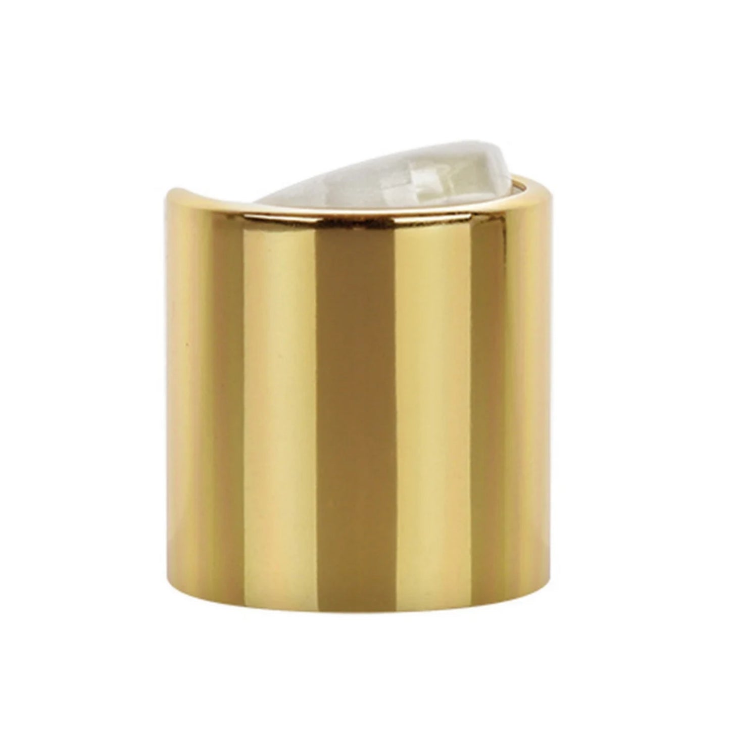 16 Oz Solid-White Cosmo Rounded Bullet Shampoo Bottle w/ Gold Disc Top Cap 24/410