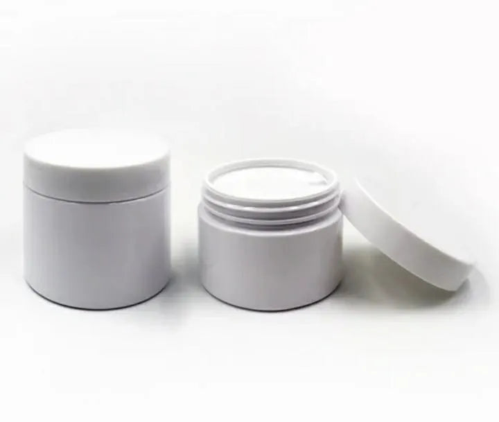 New, 8 oz. White Empty Double Wall Polypropylene Jar with White Inner Lid/White PP Cap. Refillable. Ideal For Creams, Lotions, Scrubs, ETC