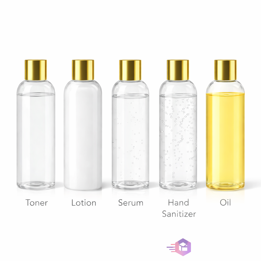6 oz Clear PET Bottle with Orifice Reducer & Gold Screw Cap