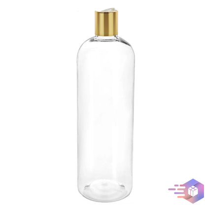 16 oz Clear Cosmo Rounded Bullet Shampoo Bottle w/ Disc Top Cap 24-410