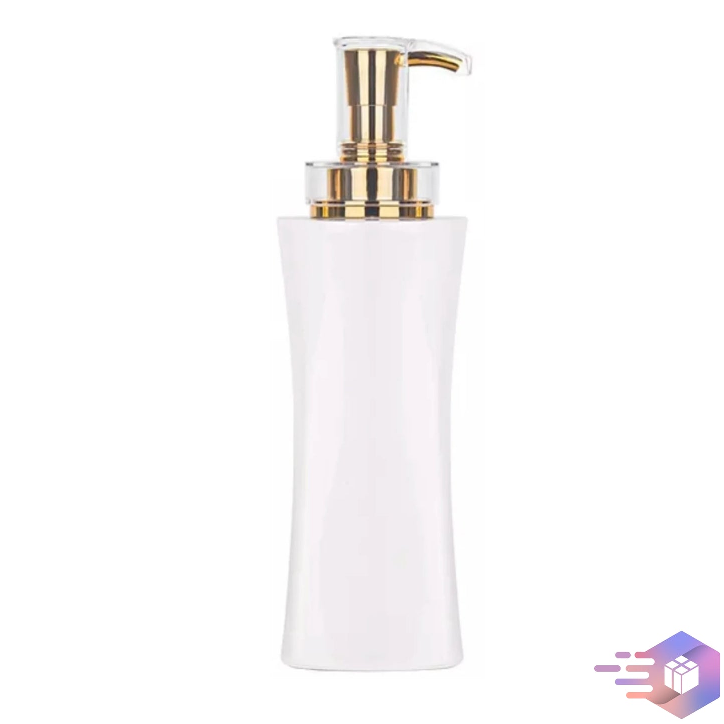 17 Oz White PET Stylish Soap/Shampoo Bottle w/Electroplated Pump