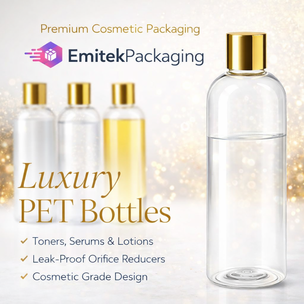 6 oz Clear PET Bottle with Orifice Reducer & Gold Screw Cap