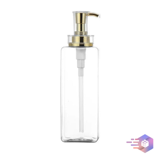 27 Oz Clear PET Rectangualar Soap/Shampoo Bottle w/Electroplated Pump