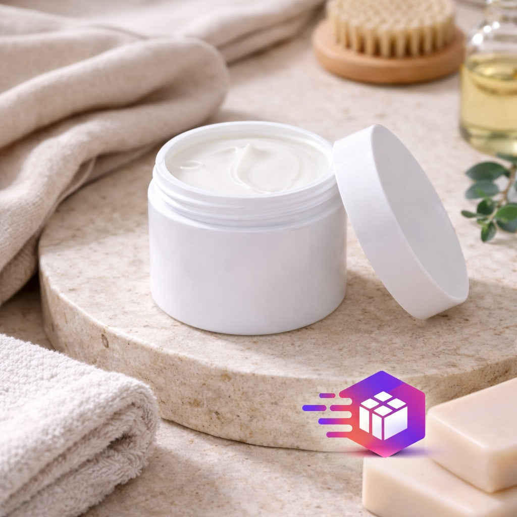200ml White Double Wall Polypropylene (PP) Jar with Inner Lid & Screw Cap