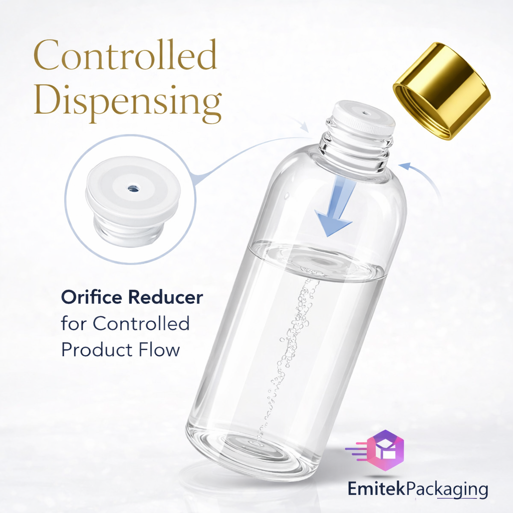 6 oz Clear PET Bottle with Orifice Reducer & Gold Screw Cap