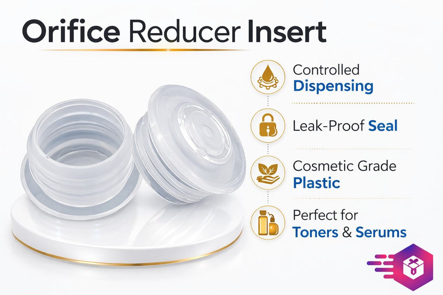 6 oz Clear PET Bottle with Orifice Reducer & Gold Screw Cap