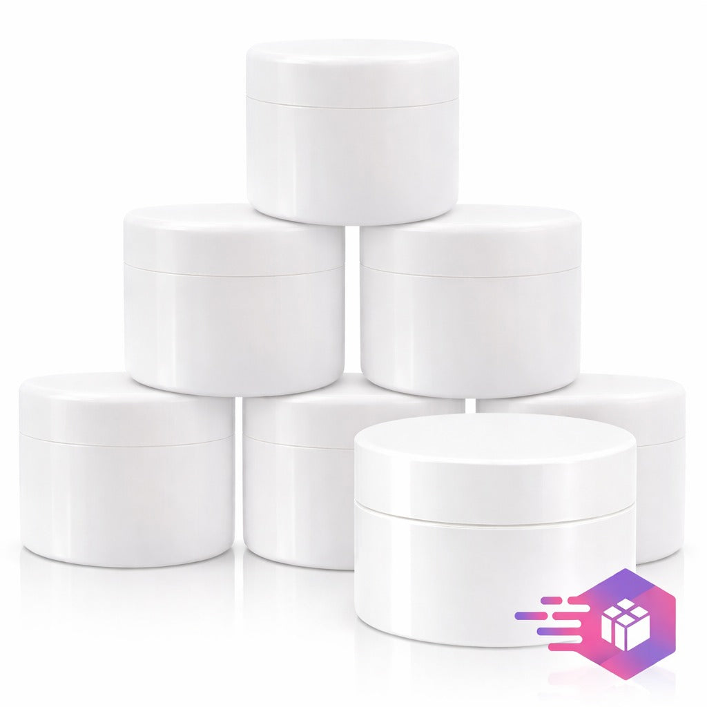 200ml White Double Wall Polypropylene (PP) Jar with Inner Lid & Screw Cap