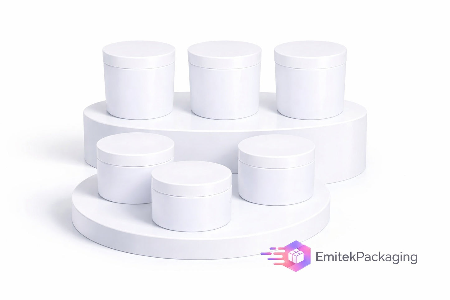 200ml White Double Wall Polypropylene (PP) Jar with Inner Lid & Screw Cap