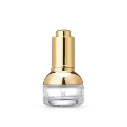 Clear Luxury Dropper Glass Bottle New Empty/ Metalized Gold Press Dropper Pump 30 / 50ml