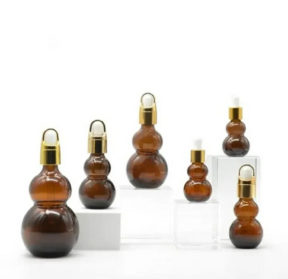 New Empty Luxury Amber Bottle/ Metalized Gold Dropper 30/50 Grams