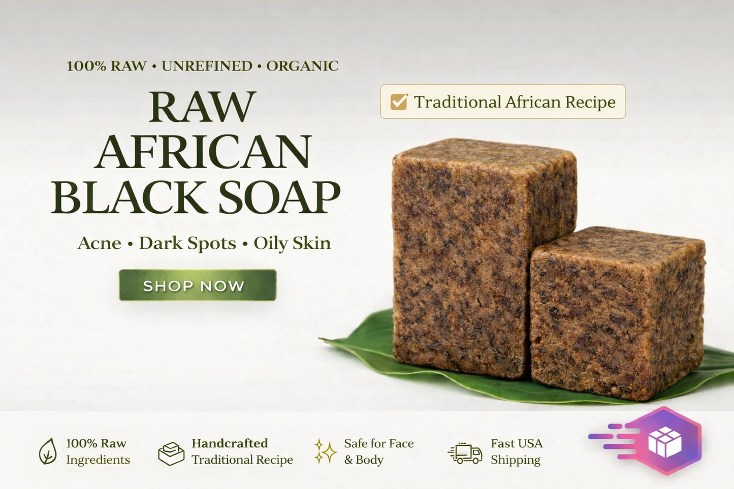 Raw African Black Soap | Organic Traditional Acne & Dark Spot Soap