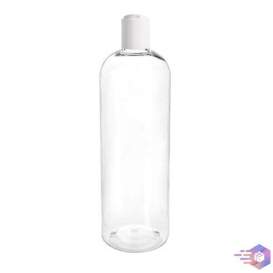 16 Oz Clear Cosmo Rounded Bullet Shampoo Bottle White Disc Pump Cap 24/410