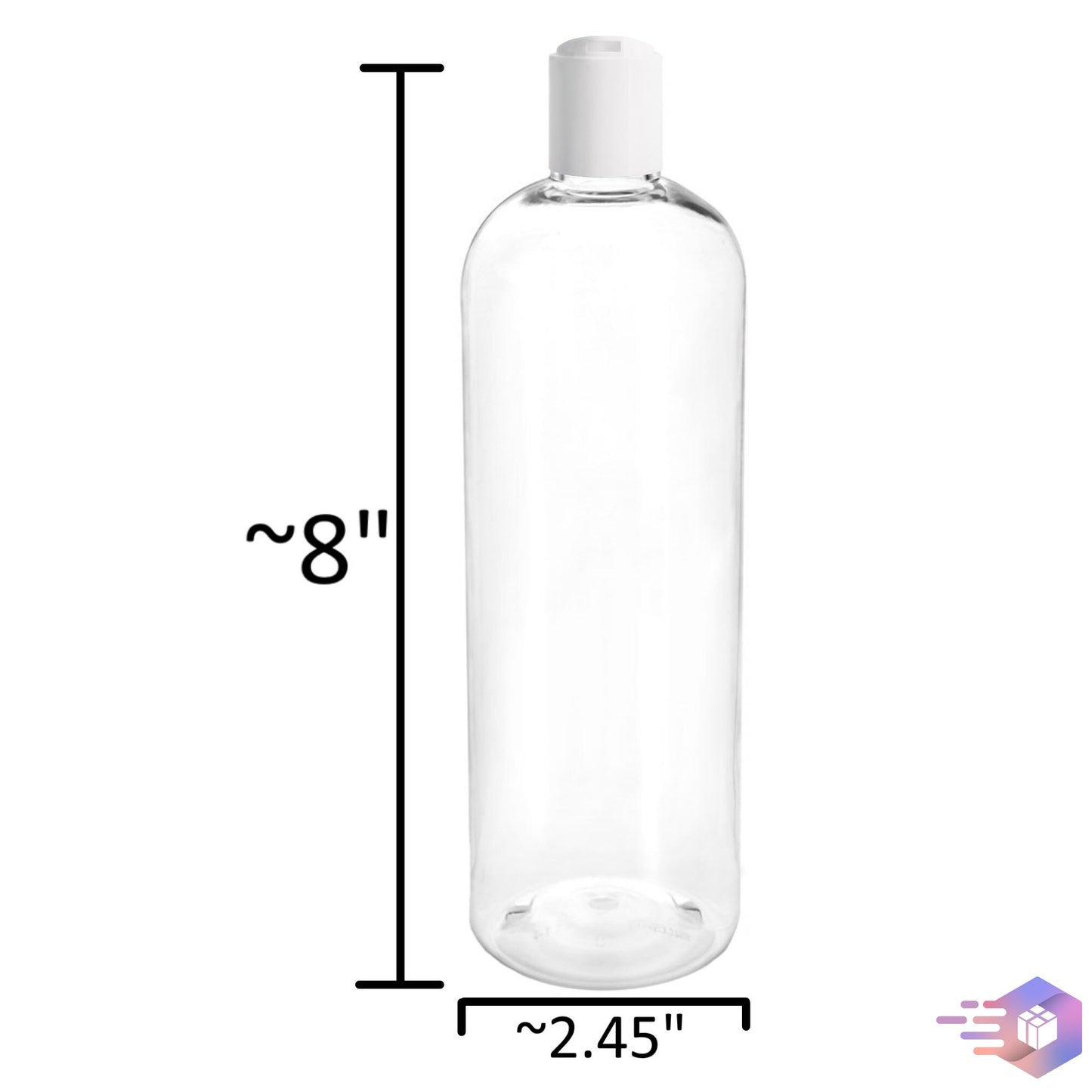 16 Oz Clear Cosmo Rounded Bullet Shampoo Bottle White Disc Pump Cap 24/410