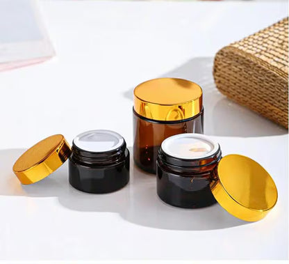 2oz Glass Cream Jar, Gold Lid DIY Skincare Containers (Bulk)