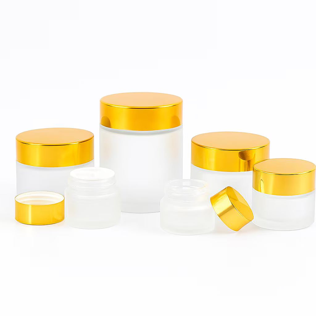 2oz Glass Cream Jar, Gold Lid DIY Skincare Containers (Bulk)