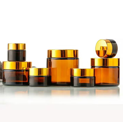 2oz Glass Cream Jar, Gold Lid DIY Skincare Containers (Bulk)