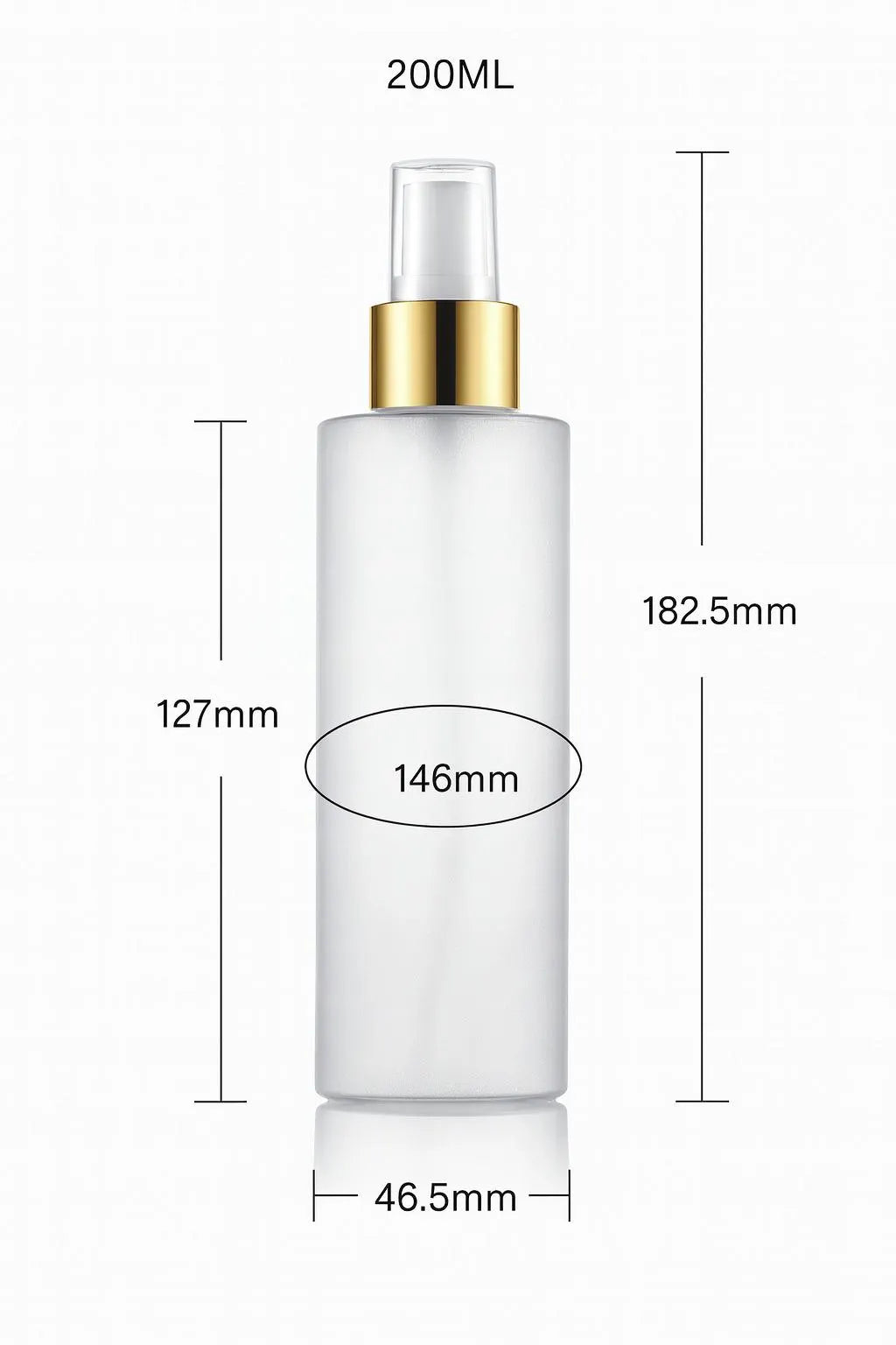 New 4oz  Frosted Glass  Pump Bottle / Gold  Cover