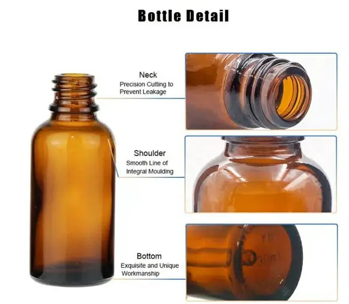 New Luxury Amber Glass Dropper Bottle with Gold Cap – 30g,50g,100g