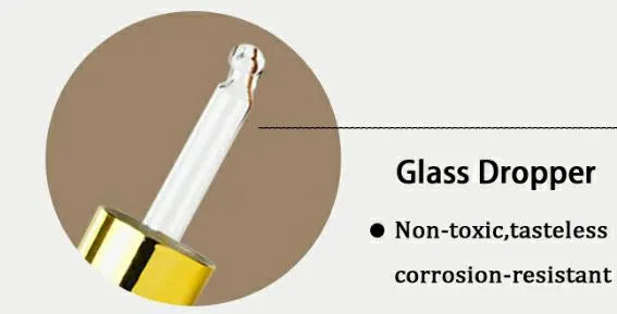 New Luxury Amber Glass Dropper Bottle with Gold Cap – 30g,50g,100g