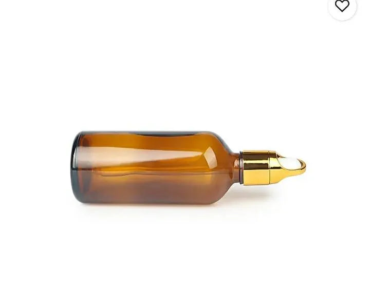 New Luxury Amber Glass Dropper Bottle with Gold Cap – 30g,50g,100g