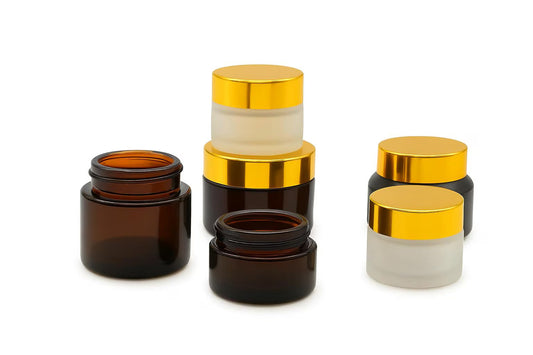2oz Glass Cream Jar, Gold Lid DIY Skincare Containers (Bulk)