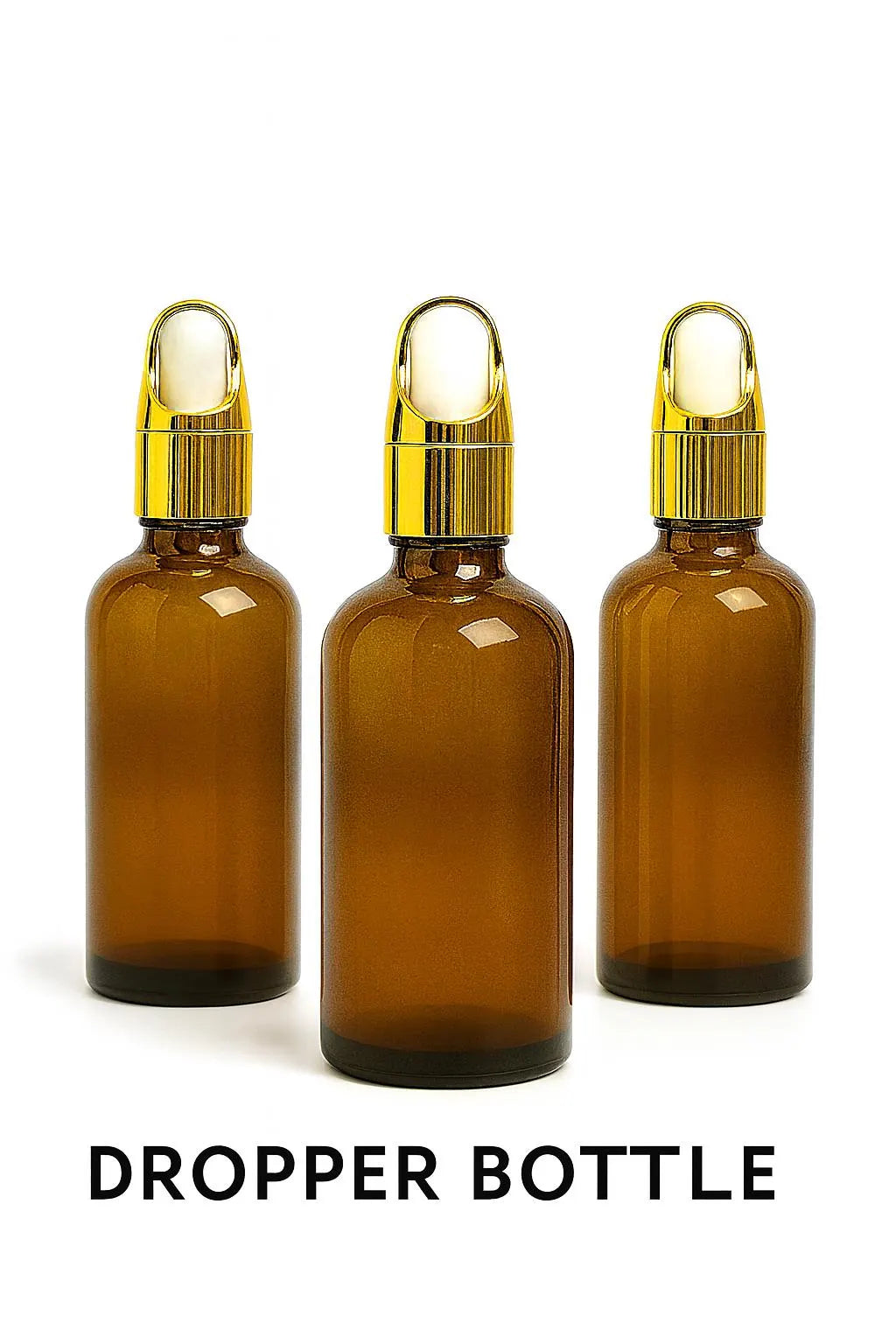 New Luxury Amber Glass Dropper Bottle with Gold Cap – 30g,50g,100g