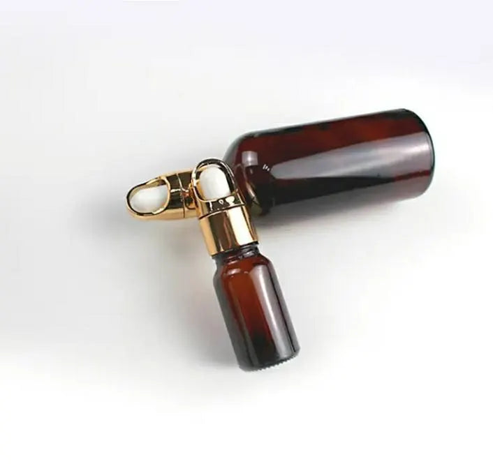 New Luxury Amber Glass Dropper Bottle with Gold Cap – 30g,50g,100g