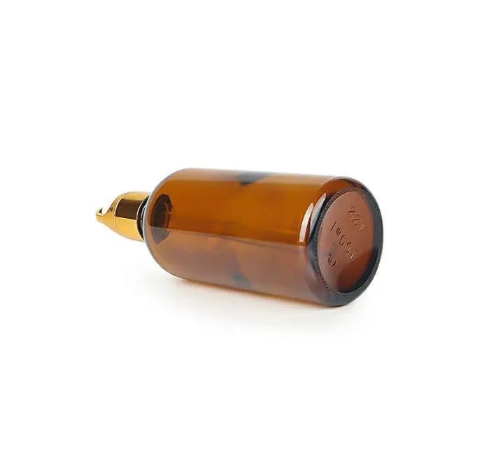 New Luxury Amber Glass Dropper Bottle with Gold Cap – 30g,50g,100g