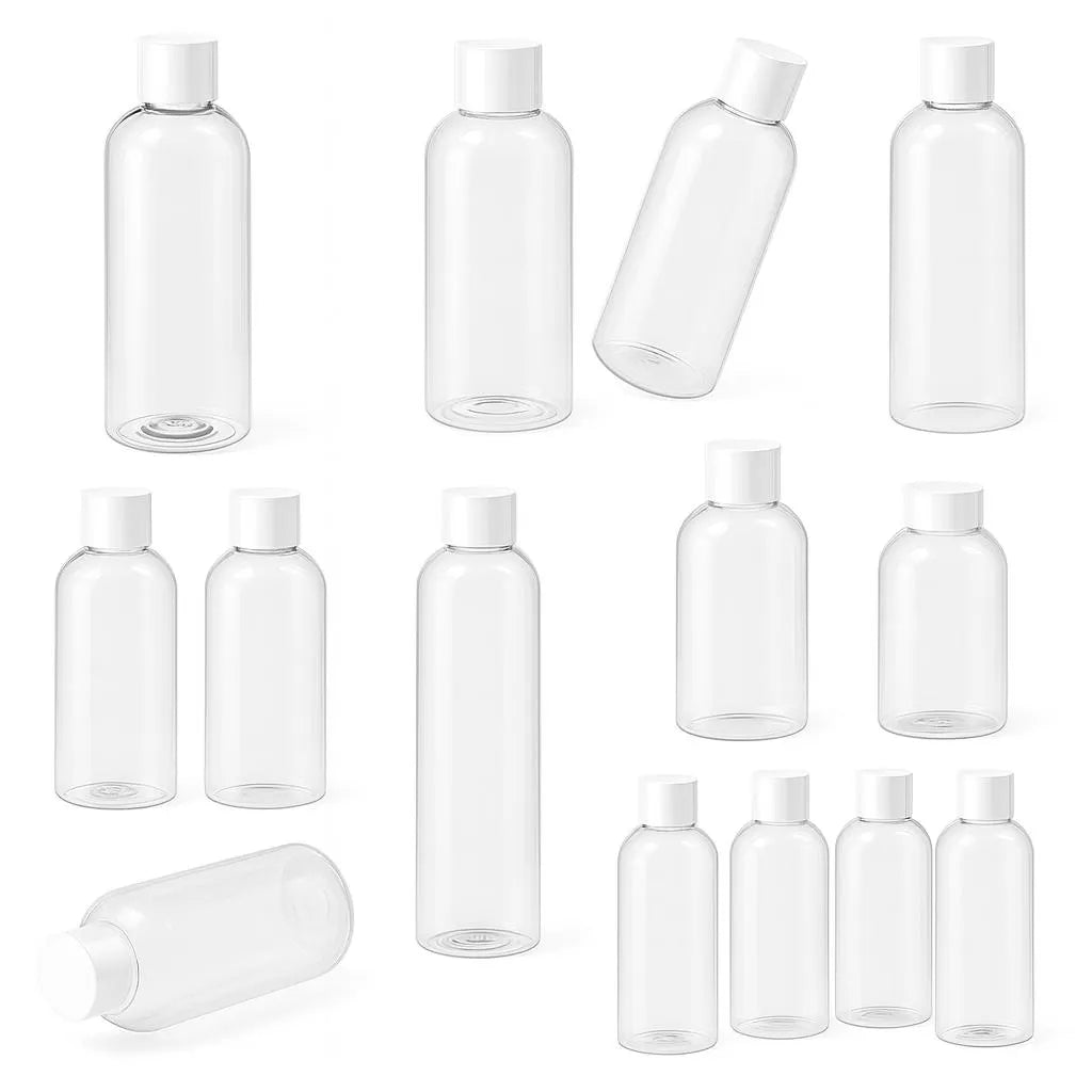 New 4oz/8oz Clear Cosmo PET Bottles with Black and white Screw Cap