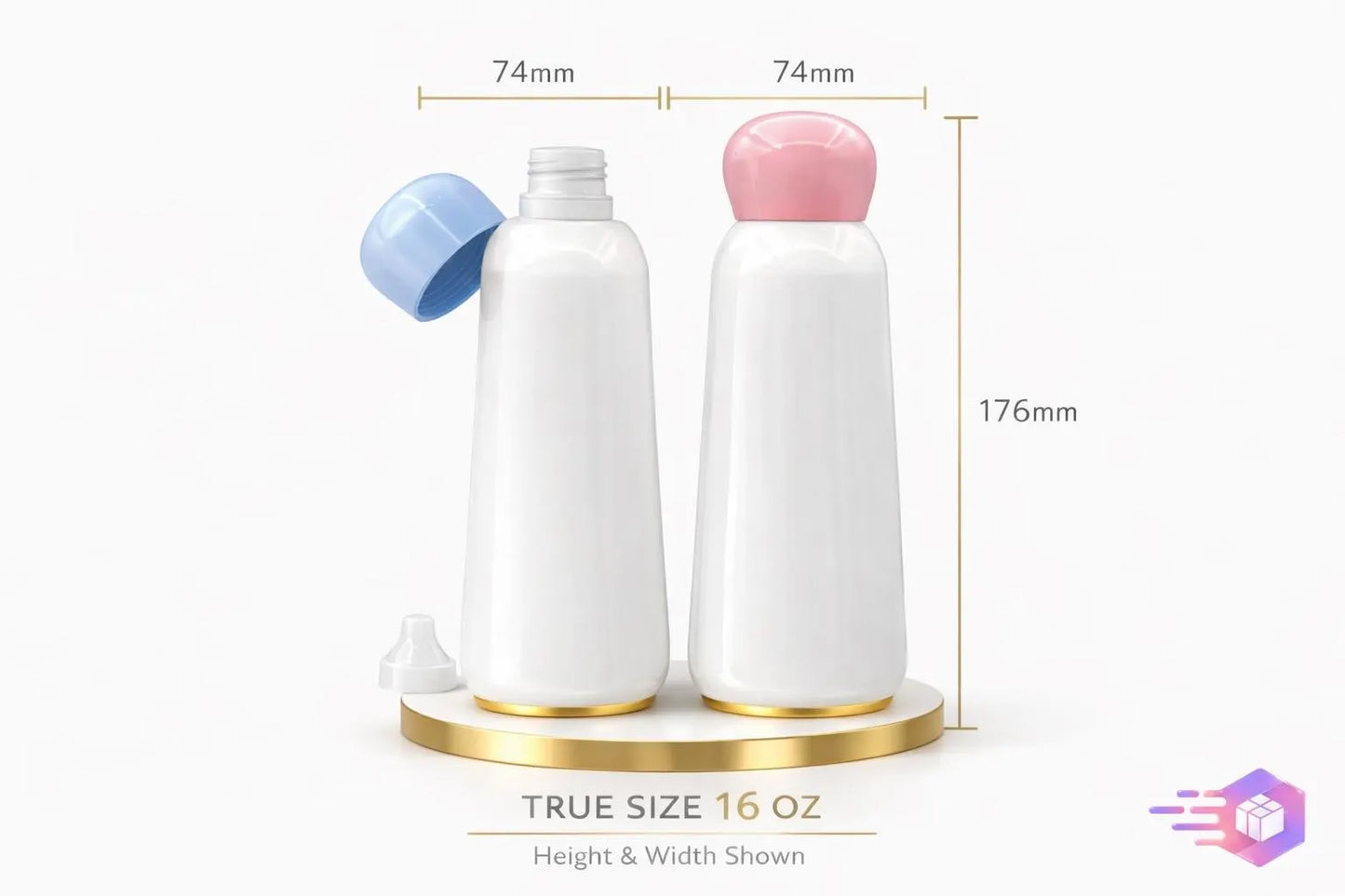 16 oz White PET Cosmetic Bottle with Orifice Reducer