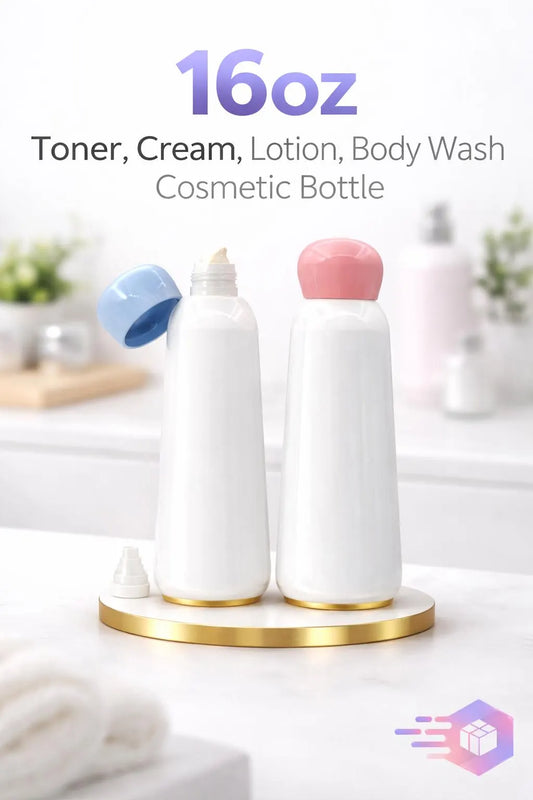 16 oz White PET Cosmetic Bottle with Orifice Reducer