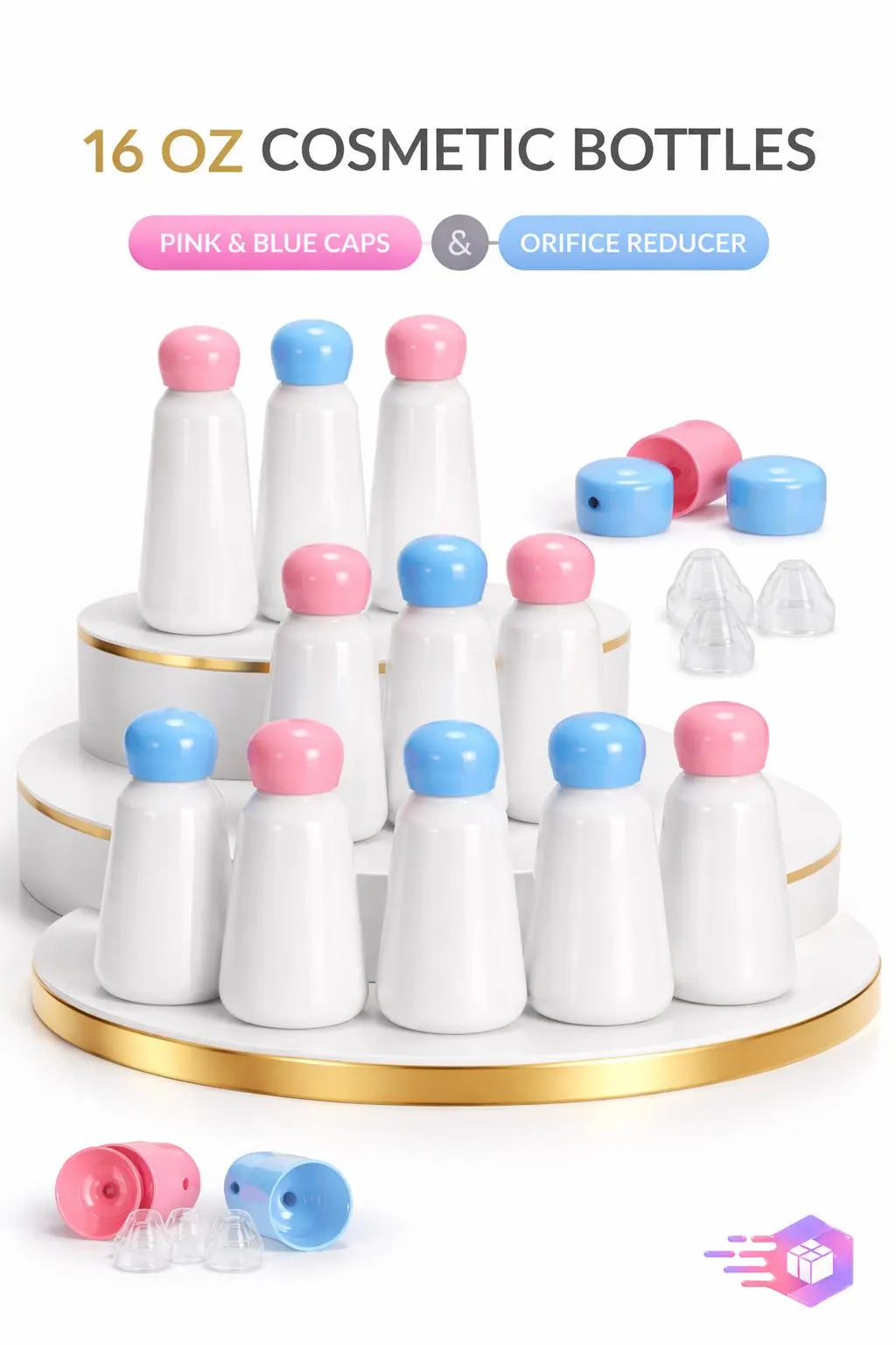 16 oz White PET Cosmetic Bottle with Orifice Reducer