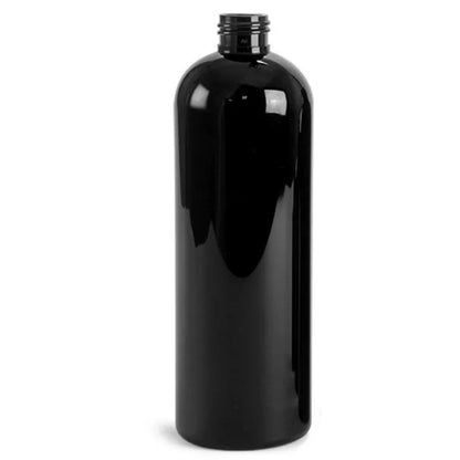 16 oz Midnight-Black Cosmo Rounded Bullet Shampoo Bottle w/ Disc Top Cap 24-410