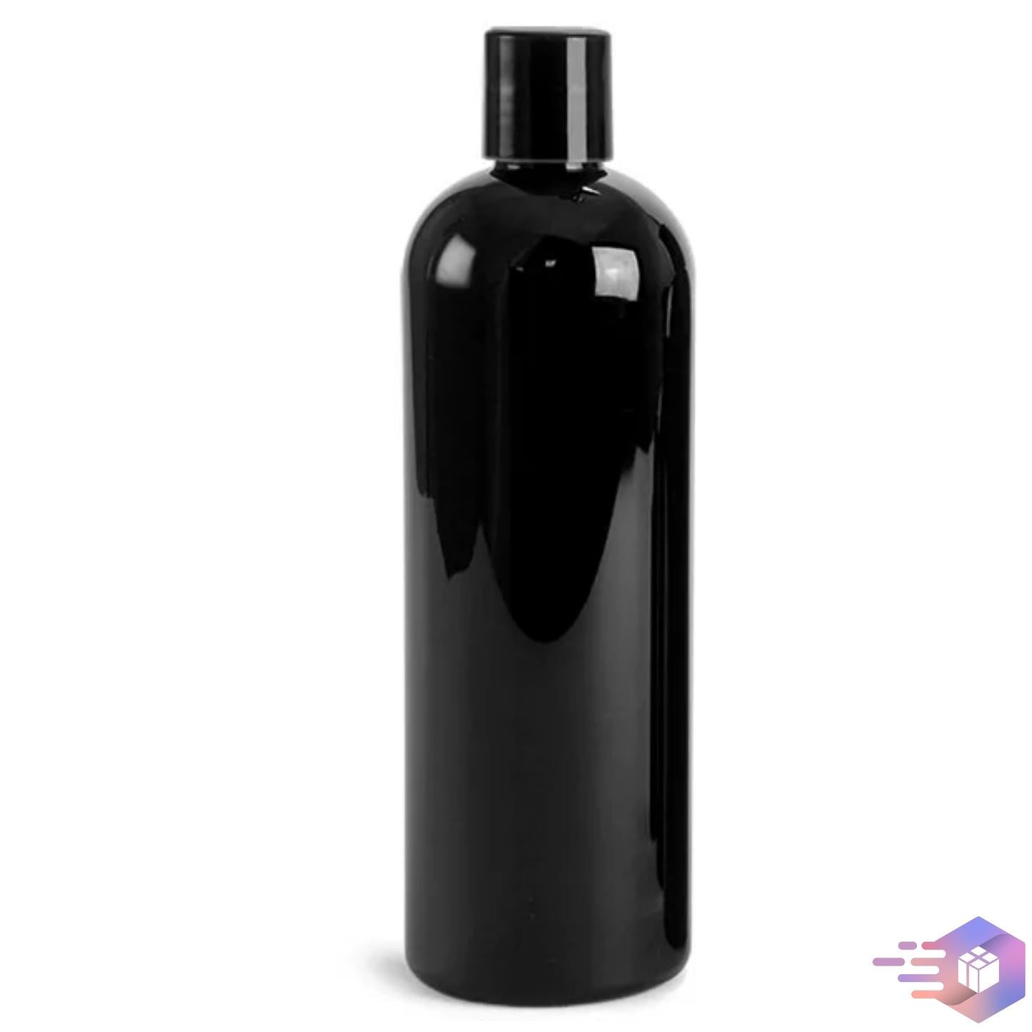 16 oz Midnight-Black Cosmo Rounded Bullet Shampoo Bottle w/ Disc Top Cap 24-410