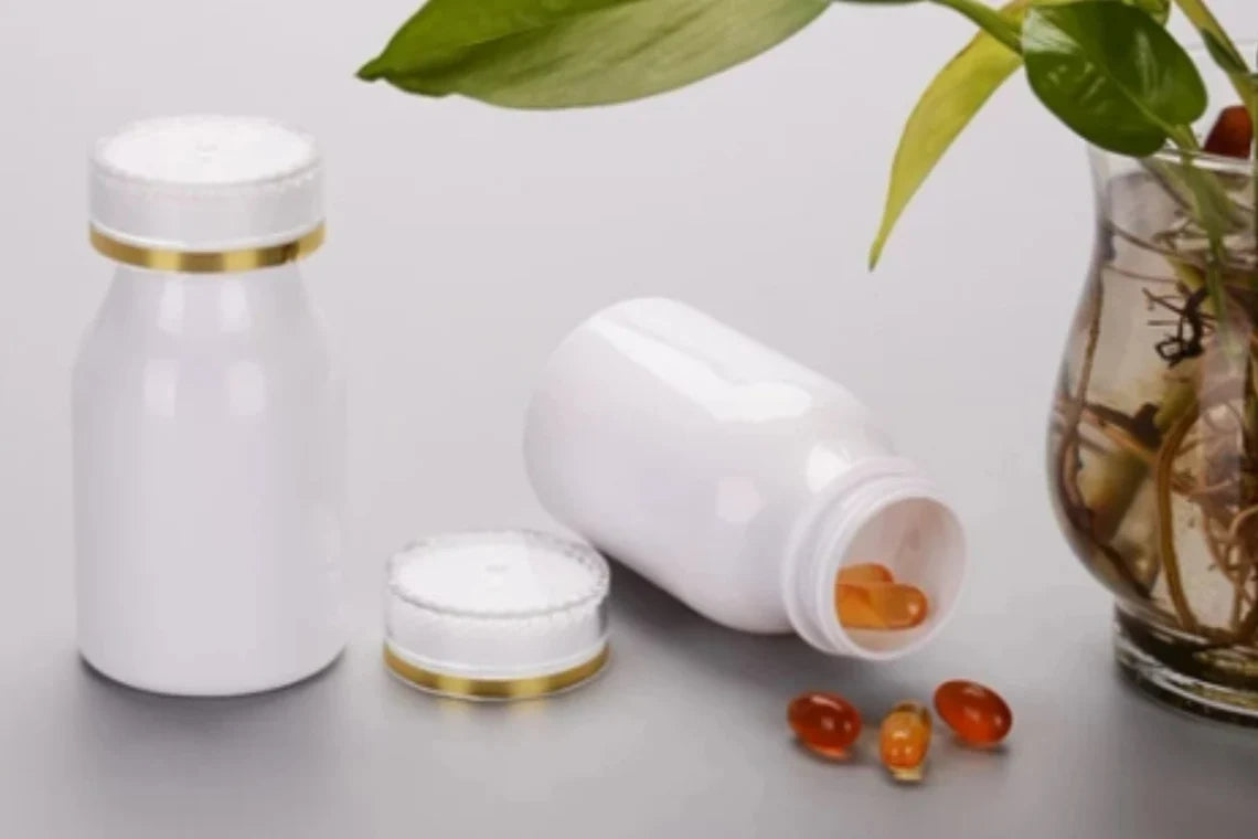 White PETG Plastic Pill Vitamin Capsule | Bottle | Container | Pharmaceutical