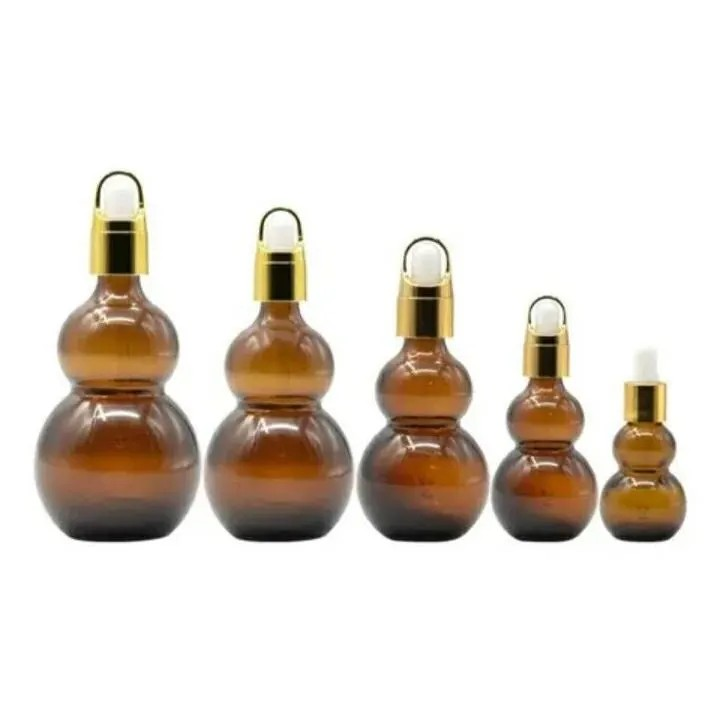 New Empty Luxury Amber Bottle/ Metalized Gold Dropper 30/50 Grams